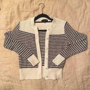 Navy White Knit CottonCardigan. EUC